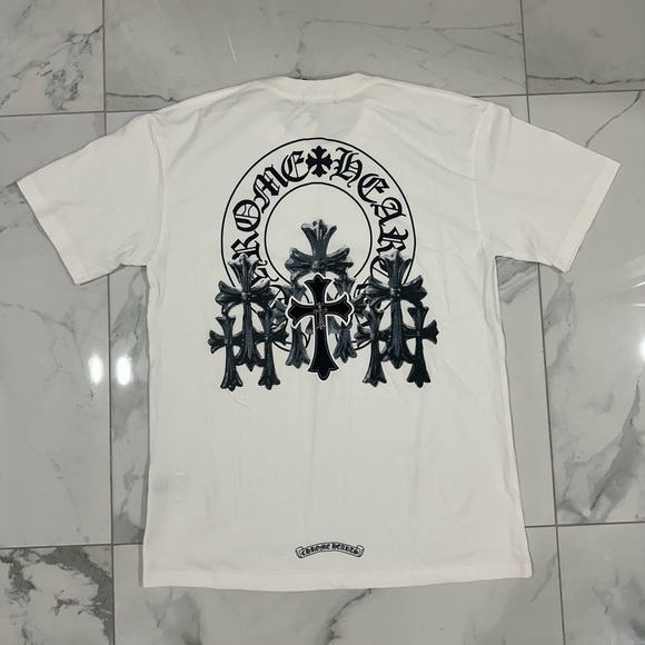 Chrome Hearts White Tee with Black Gothic Design - Picture 1 of 6